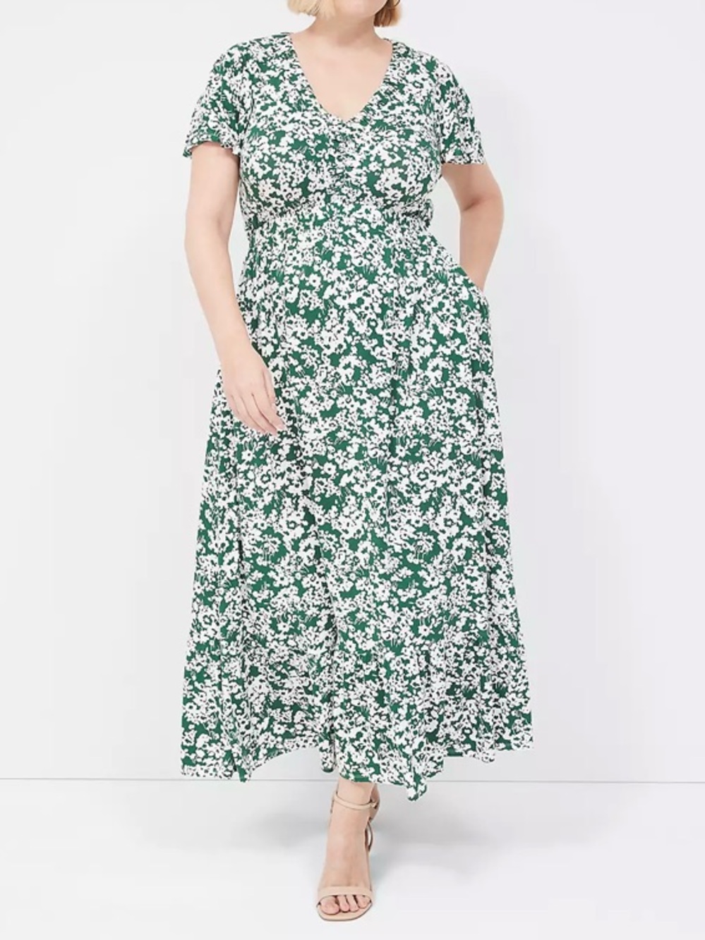 LANE BRYANT Green Floral Maxi Dress